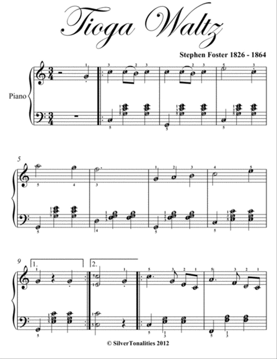 Tioga Waltz Elementary Piano Sheet Music Easy Piano scores gallery preview page 2