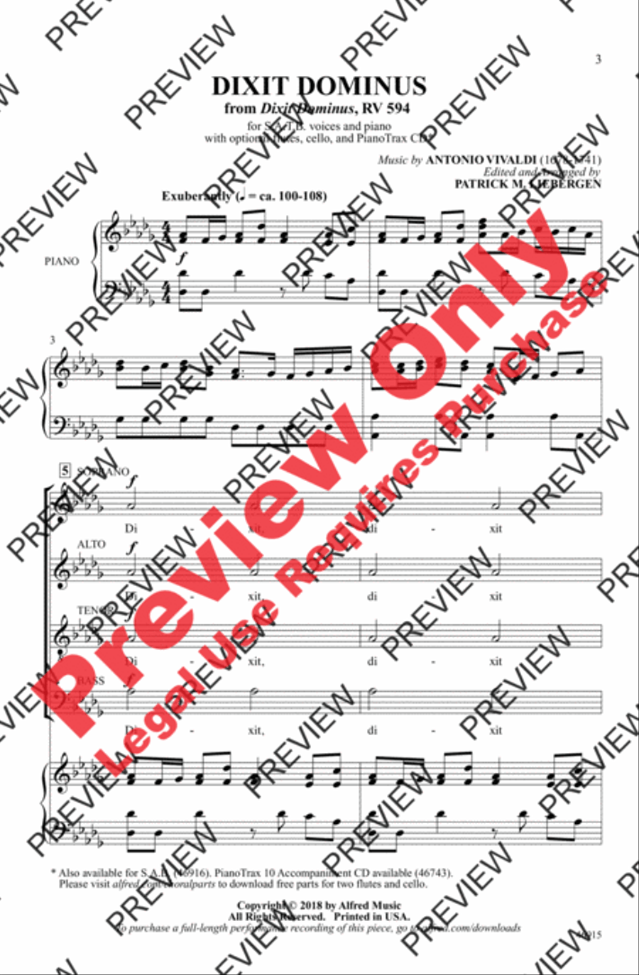 Dixit Dominus Dixit Dominus 4-Part scores gallery preview page 3