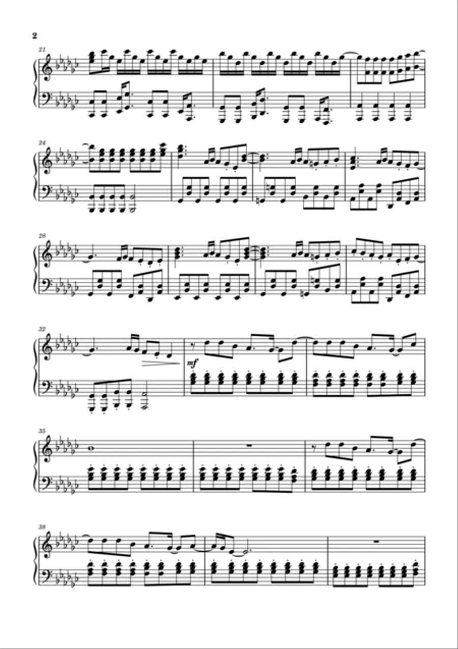 Die In A Fire Piano Solo scores gallery preview page 2