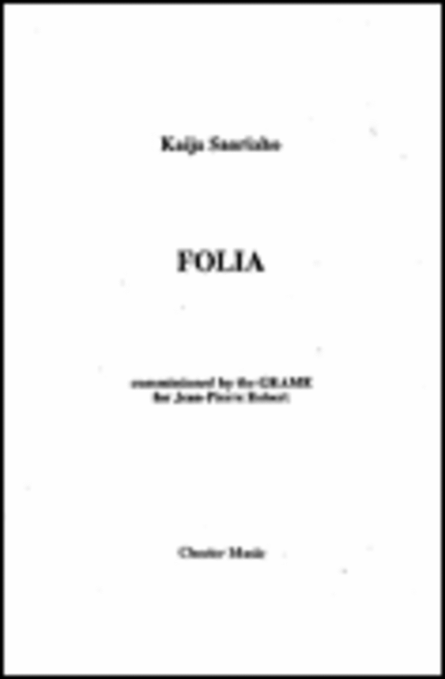 Kaija Saariaho: Folia (Performing Score) Double Bass scores gallery preview page 1