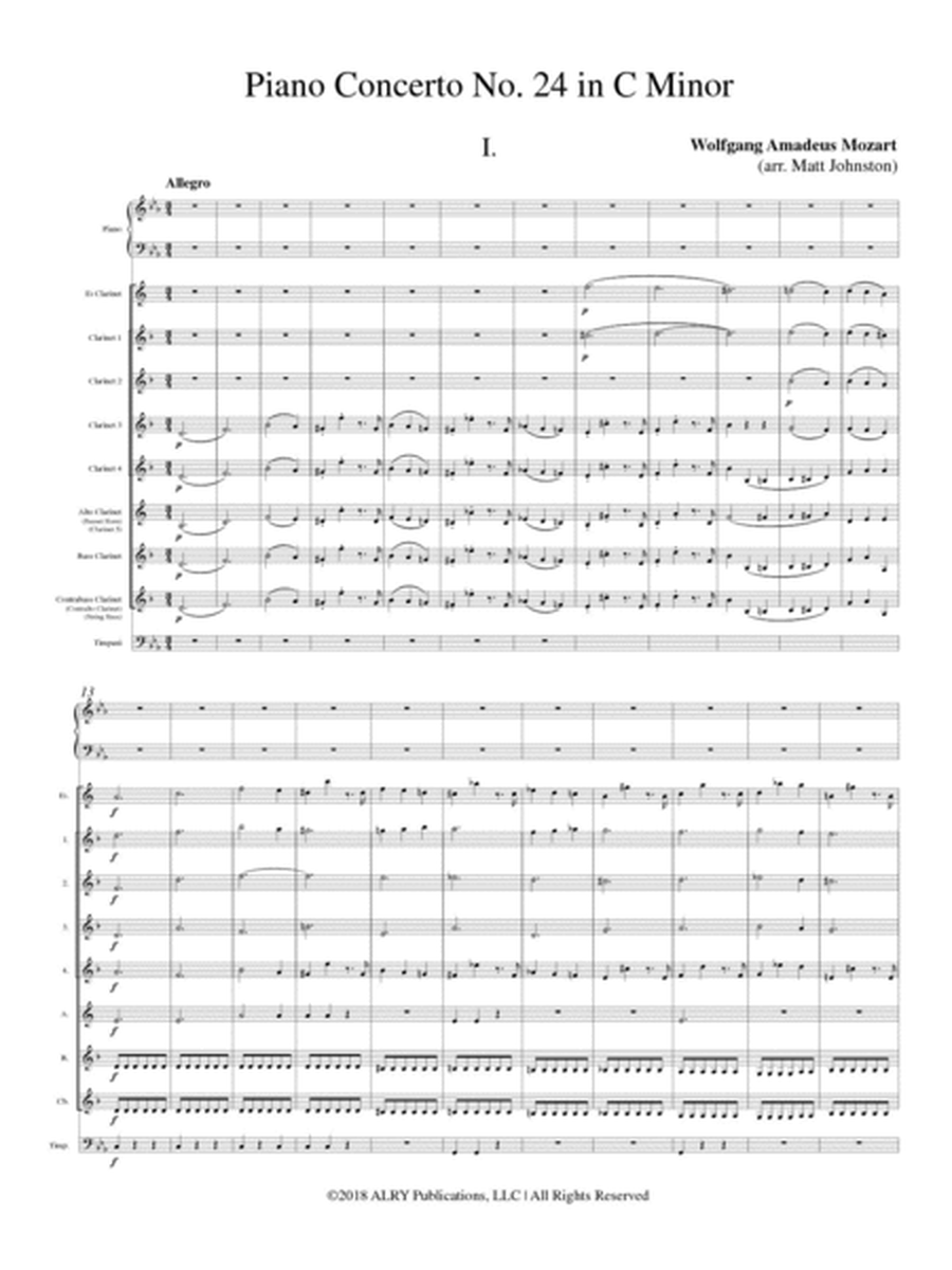 Piano Concerto No. 24 in C Minor for Solo Piano and Clarinet Choir