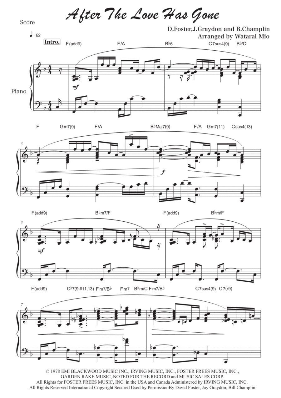 After The Love Has Gone Piano Solo scores gallery preview page 1
