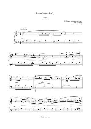 Book cover for Mozart - Theme from Piano Sonata in C (Easy piano)