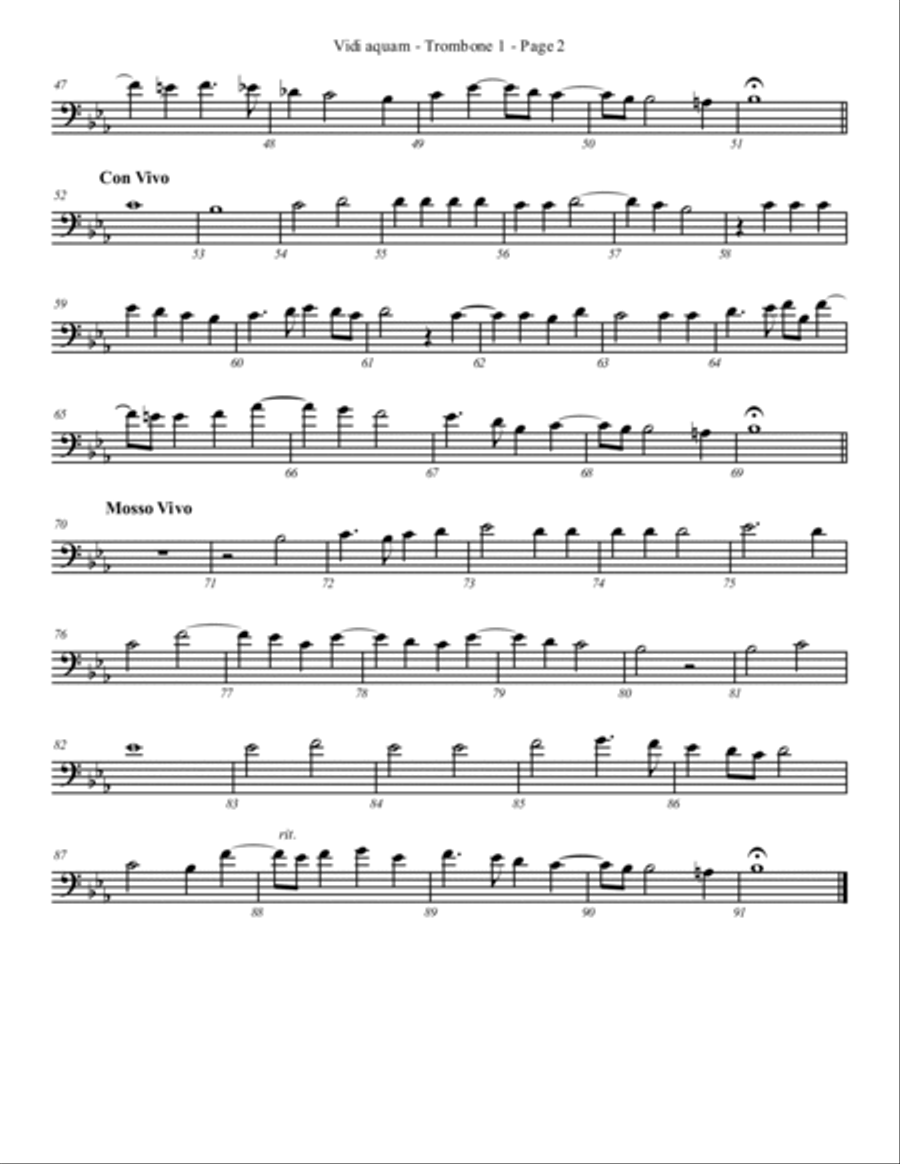 Vidi Aquam for Trombone or Low Brass Quartet Brass Quartet scores gallery preview page 6