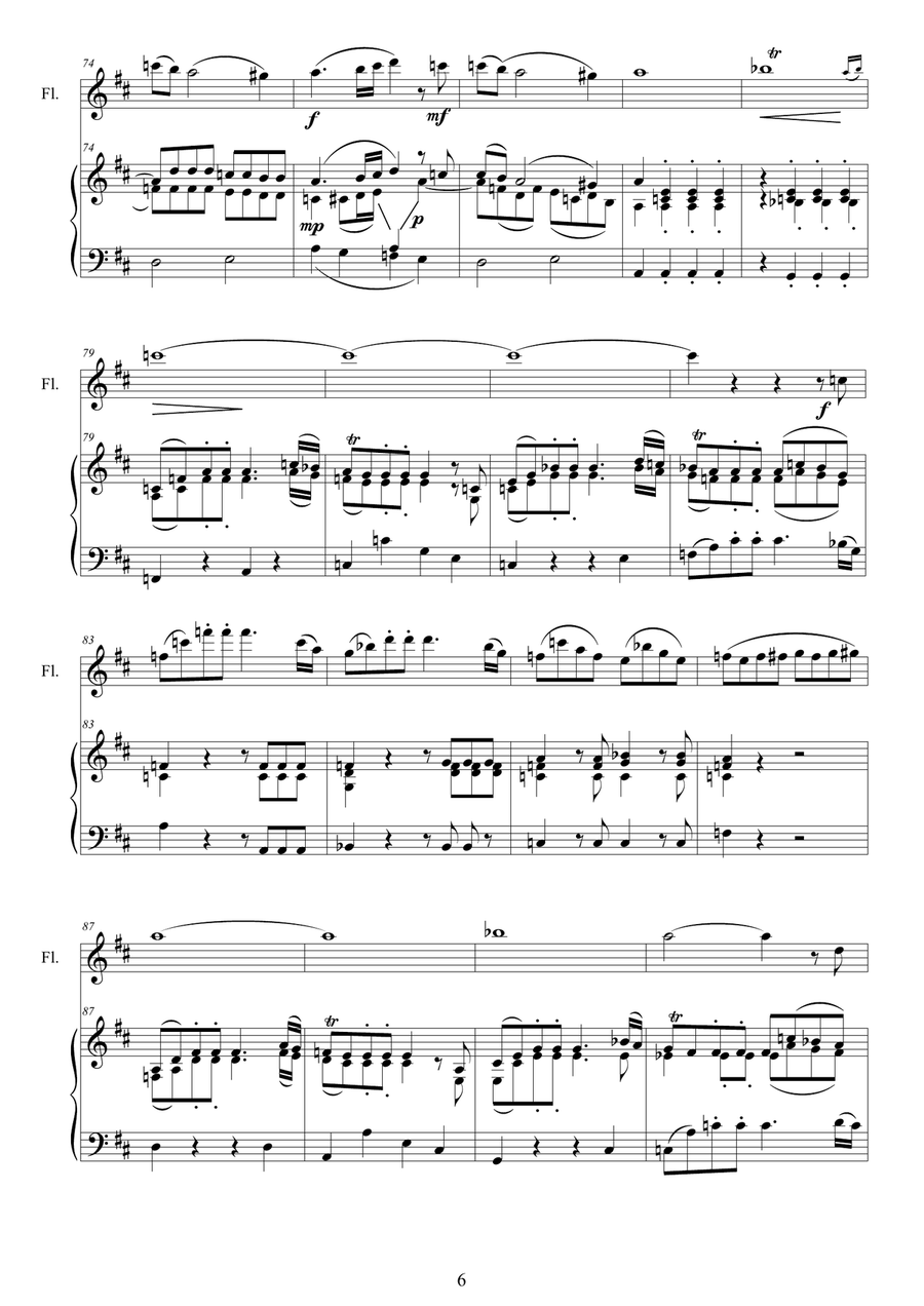 Mozart - Flute quartet in D K.285 - 1 Allegro - Version Flute and piano Flute Solo scores gallery preview page 6