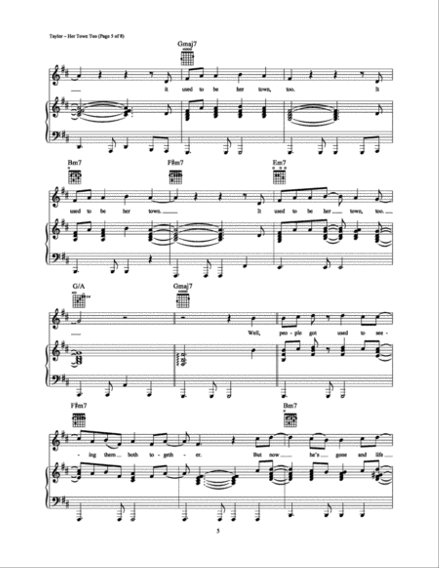 Her Town Too Her Town Too Piano, Vocal, Guitar scores gallery preview page 5