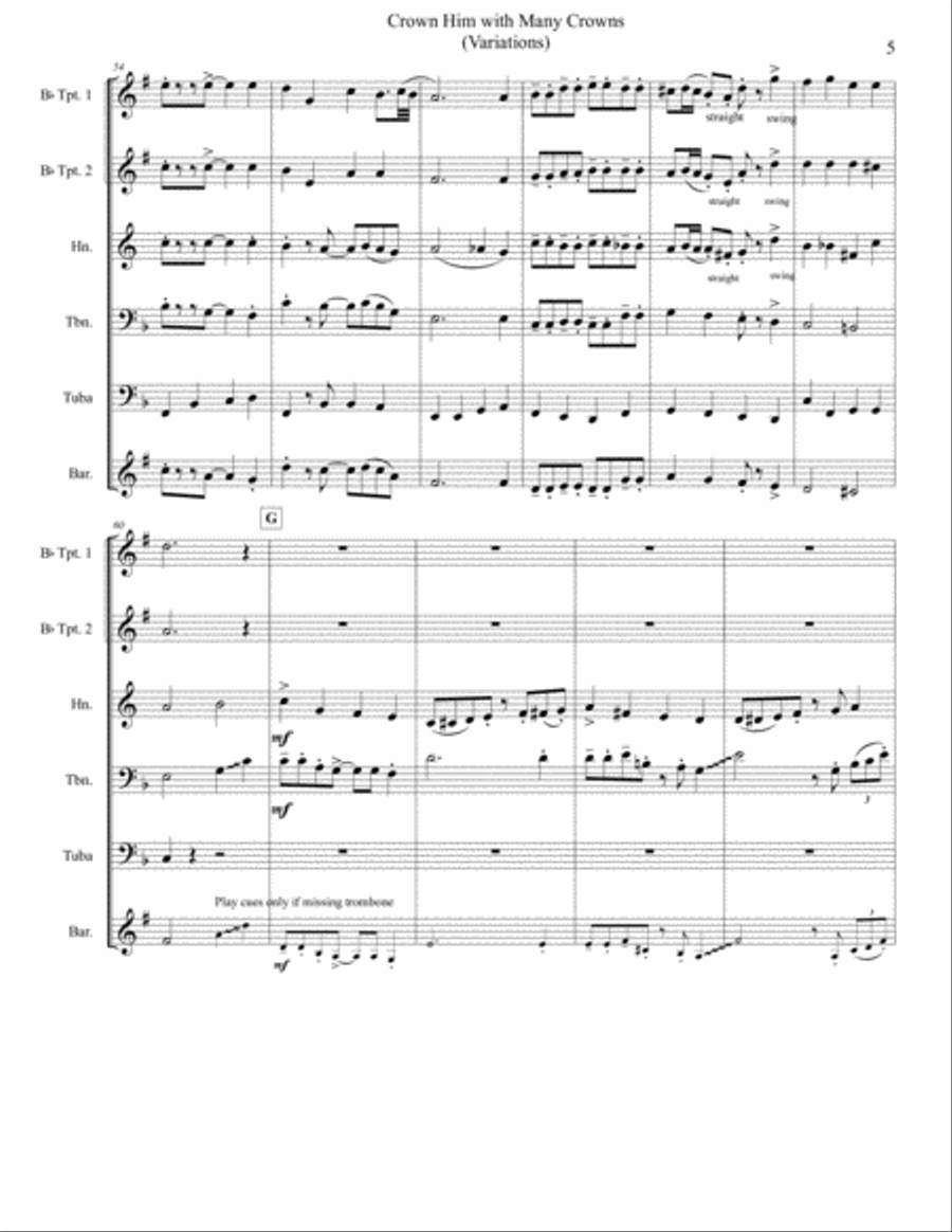 Crown Him with Many Crowns for Brass Quintet Brass Quintet scores gallery preview page 5