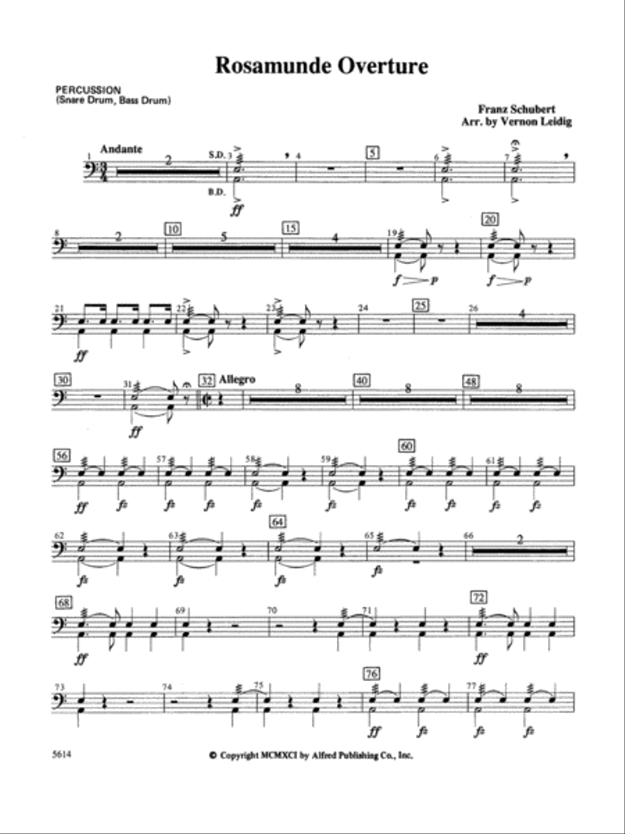 Rosamunde Overture, Opus 26: 1st Percussion