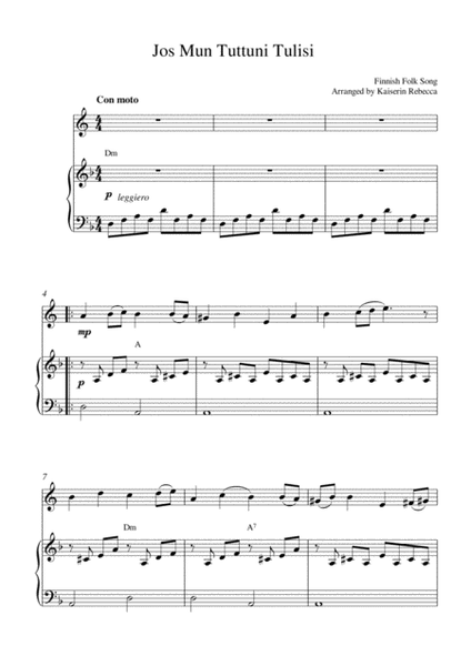 Jos Mun Tuttuni Tulisi (horn solo and piano accompaniment with chords) image number null