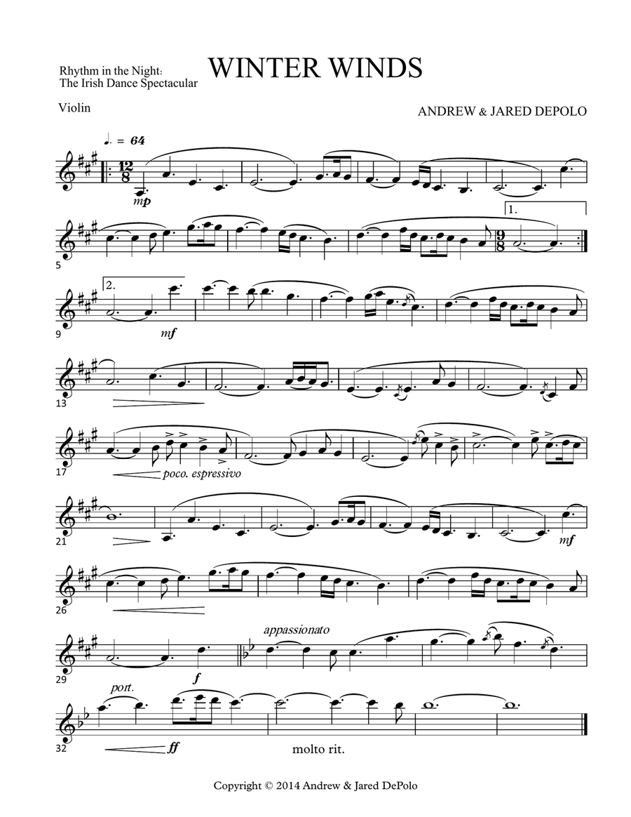 Rhythm in the Night - Winter Winds - Violin Violin Solo scores gallery preview page 1