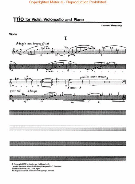 Piano Trio by Leonard Bernstein Piano Trio - Sheet Music
