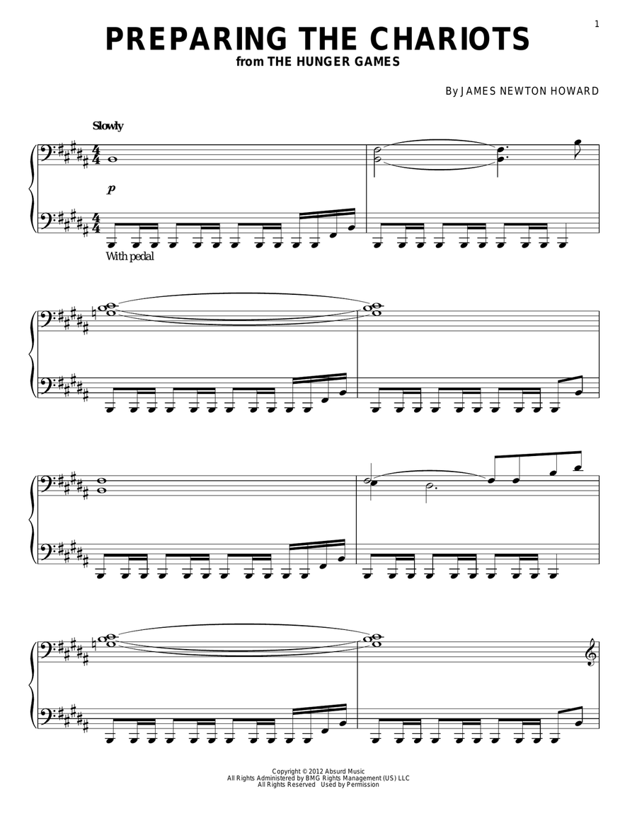 Preparing The Chariots (from The Hunger Games) Piano Solo scores gallery preview page 1