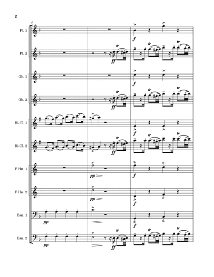 National Anthem of Brazil (Hino Nacional do Brazil) Woodwind Quintet scores gallery preview page 2