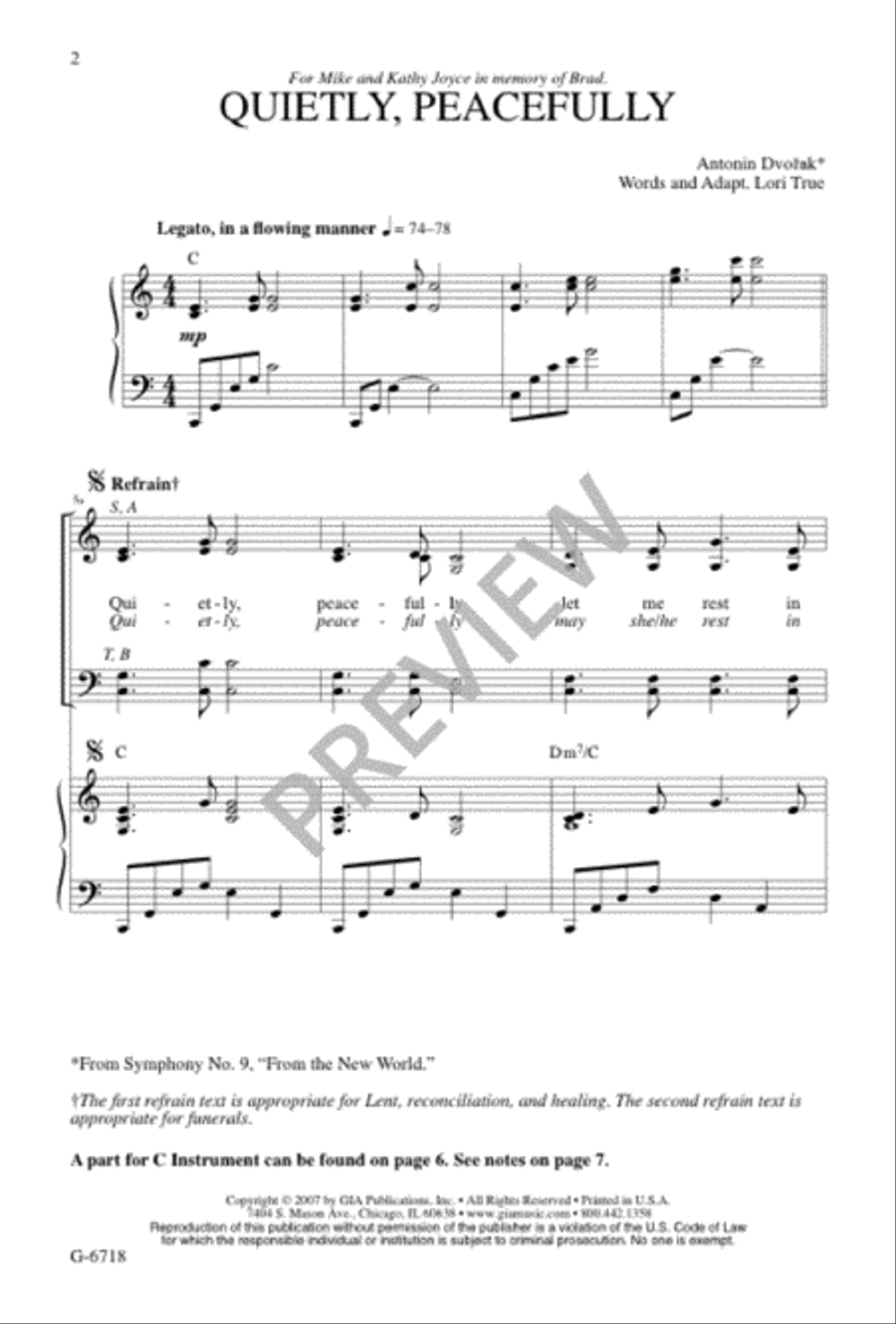 Quietly, Peacefully 4-Part scores gallery preview page 2
