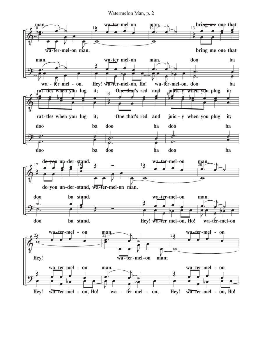 Watermelon Man Lyric Version TTBB scores gallery preview page 2