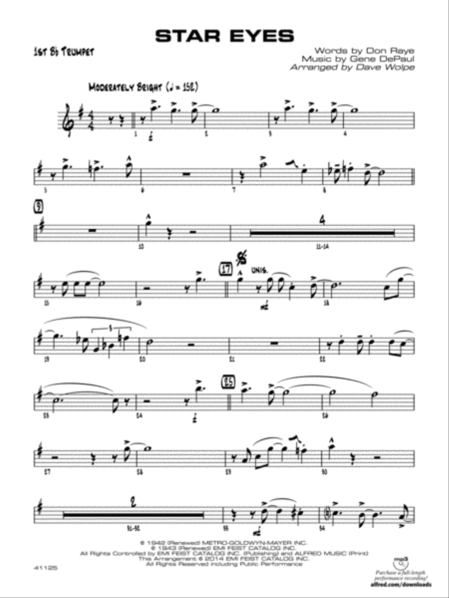 Star Eyes: 1st B-flat Trumpet Jazz Ensemble scores gallery preview page 1