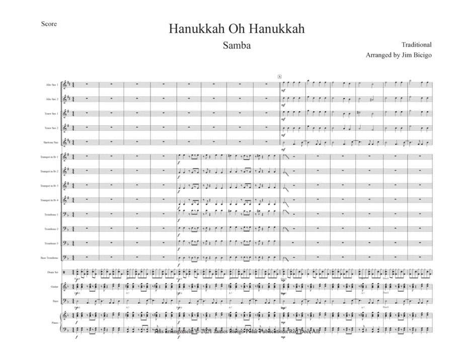 Hanukkah Oh Hanukkah Jazz Ensemble scores gallery preview page 1