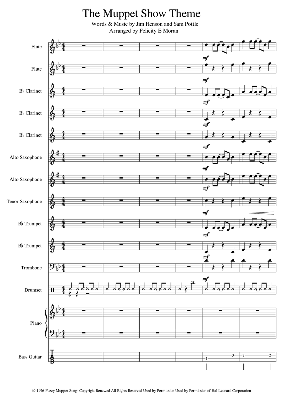 The Muppet Show Theme Concert Band scores gallery preview page 1