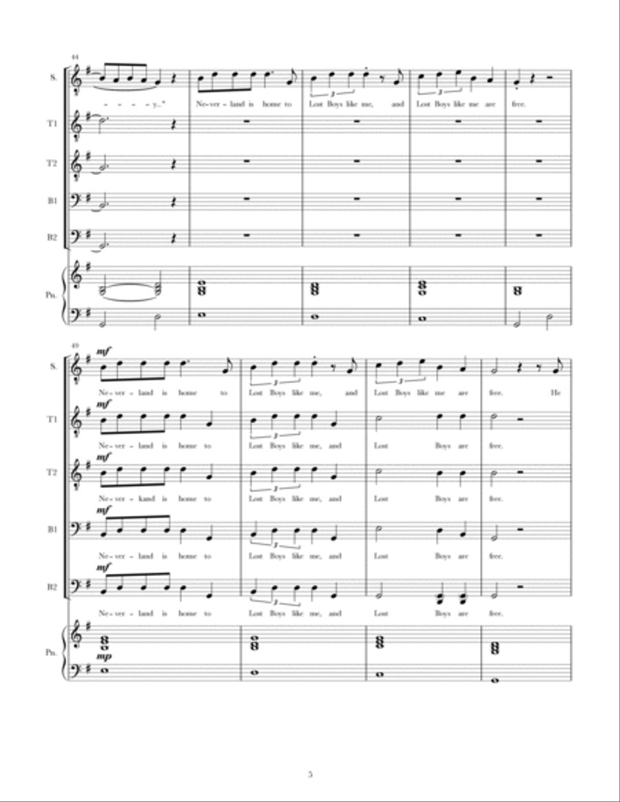 Lost Boy TTBB scores gallery preview page 5