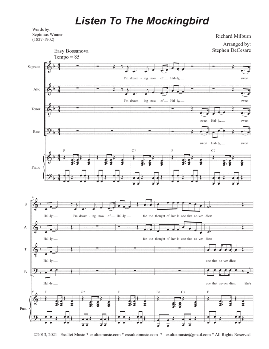 Listen To The Mockingbird (SATB) image number null