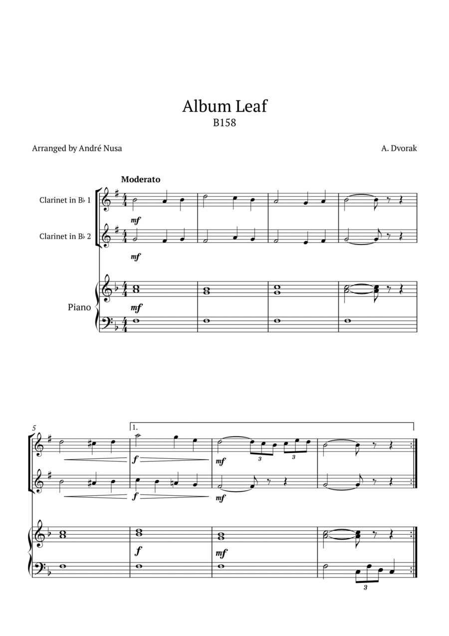 Album Leaf B158 Clarinet Duet scores gallery preview page 1