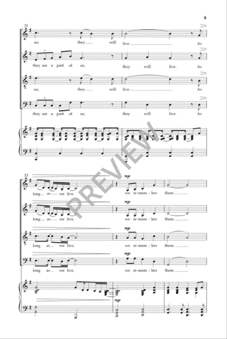 We Remember Them (SATB) 4-Part scores gallery preview page 10