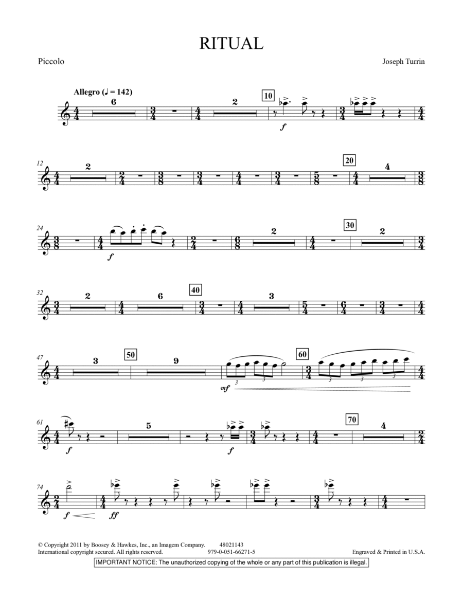 Ritual - Piccolo Ritual - Piccolo Concert Band scores gallery preview page 1