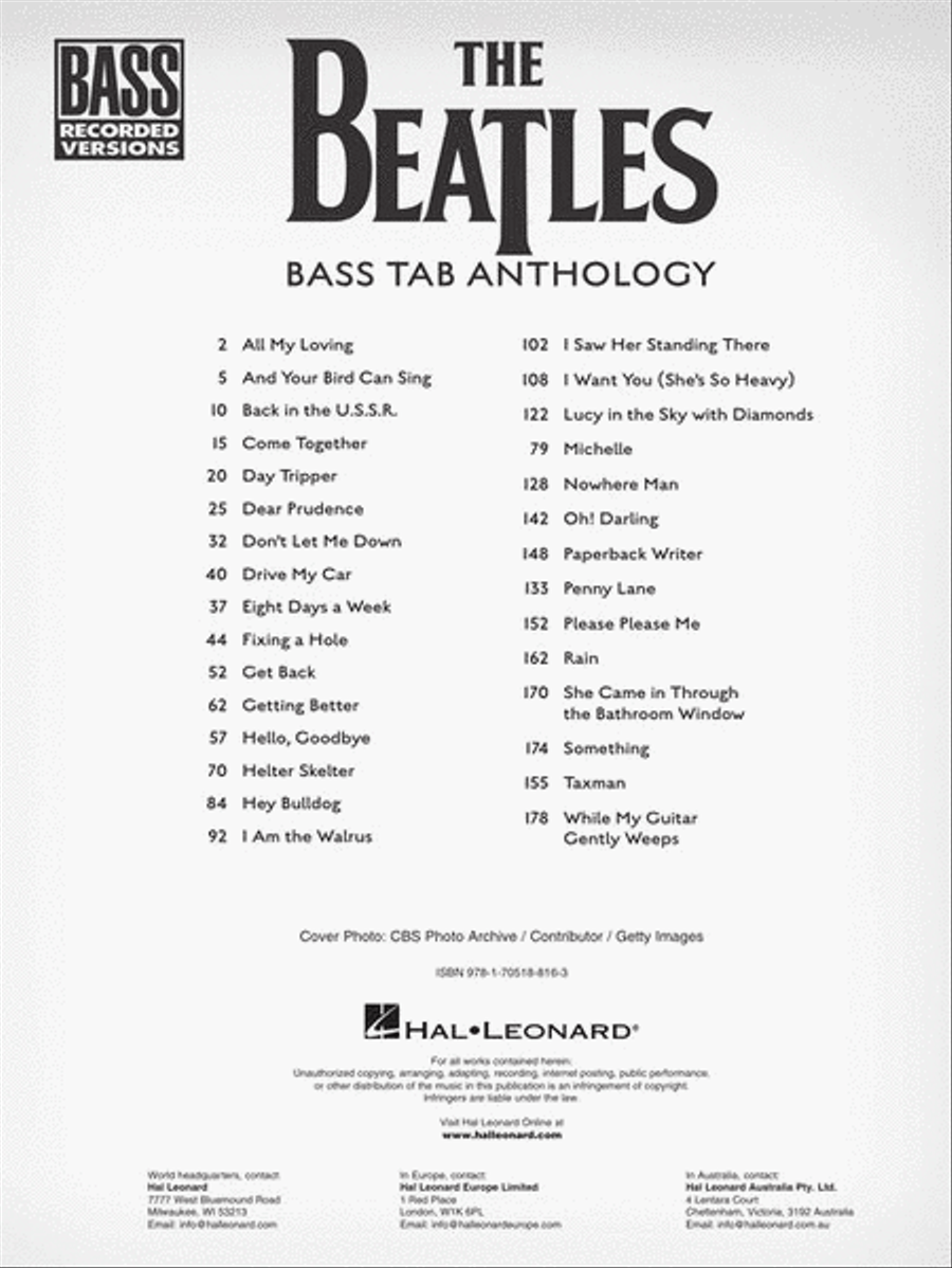 The Beatles – Bass Tab Anthology Bass Guitar Tablature scores gallery preview page 3