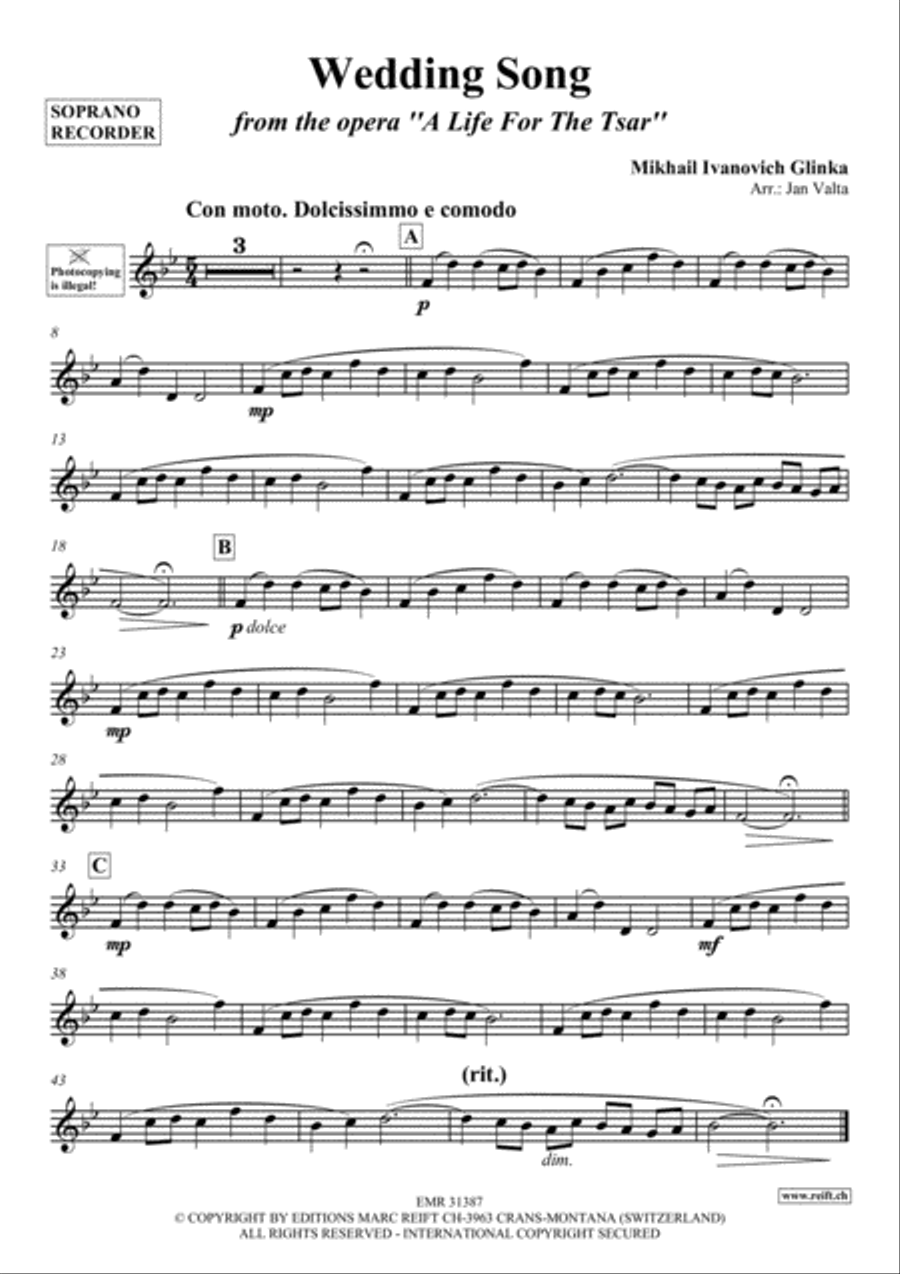 Wedding Song Soprano Recorder scores gallery preview page 2