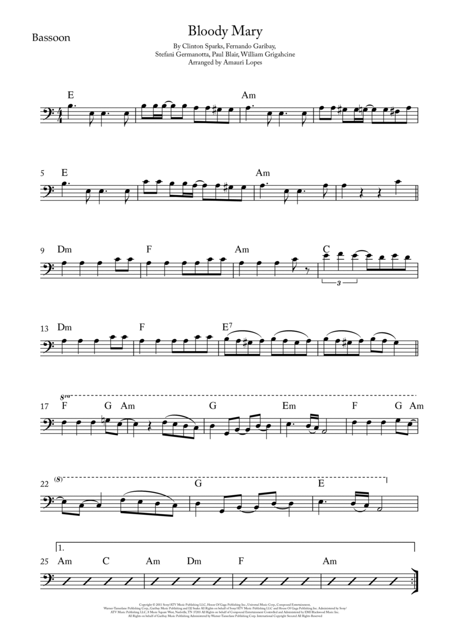 Bloody Mary Bassoon Solo scores gallery preview page 1
