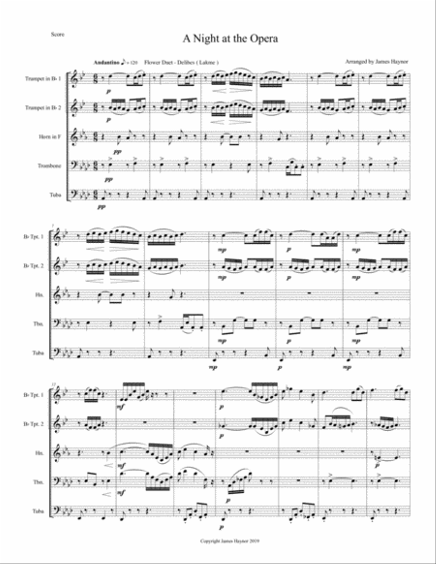A Night at the Opera for Brass Quintet Brass Quintet scores gallery preview page 3