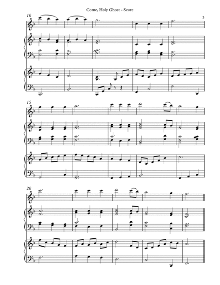 Come, Holy Ghost, Trio for Flute, Harp, Piano Flute Solo scores gallery preview page 3