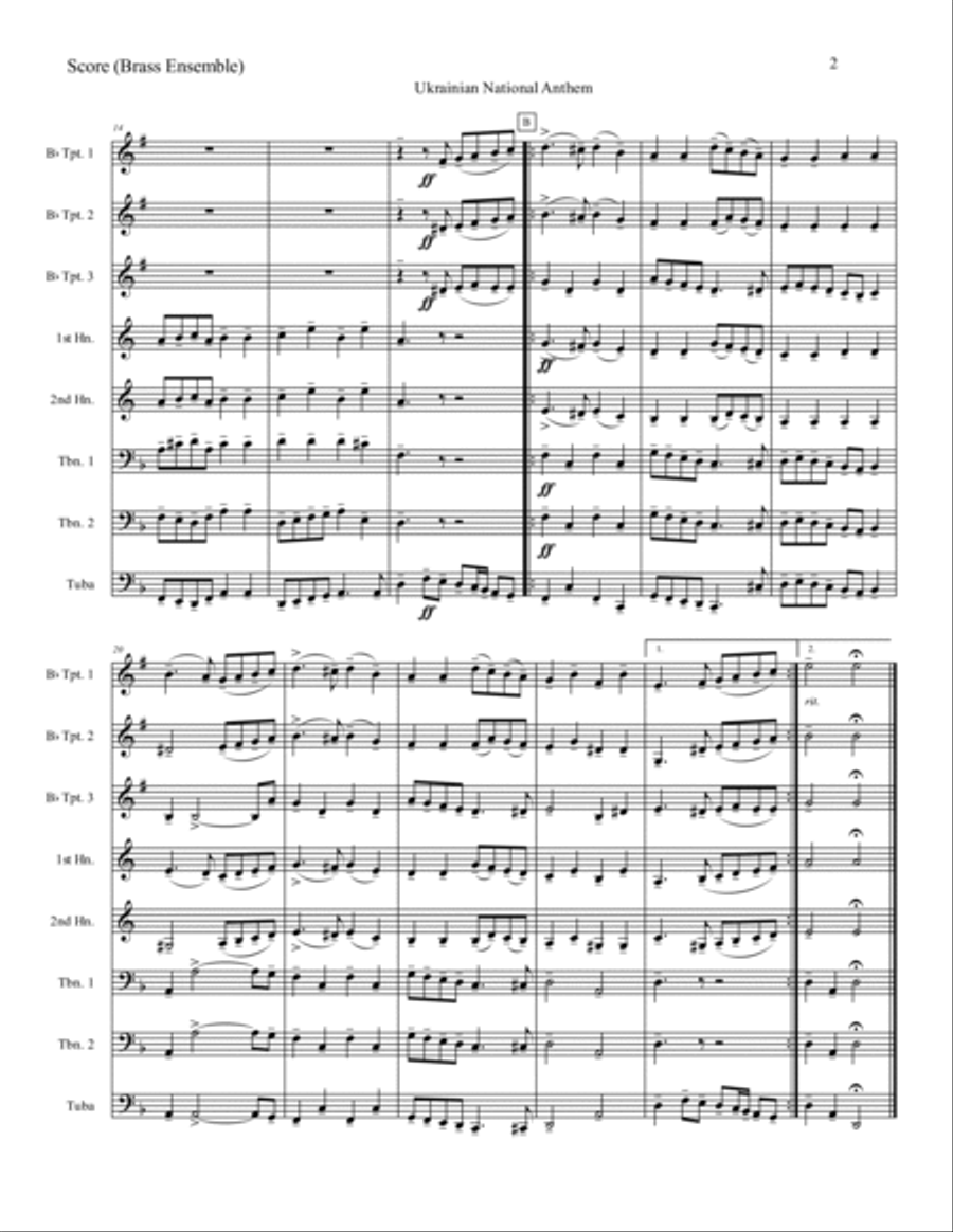 Ukrainian National Anthem Brass Ensemble scores gallery preview page 3
