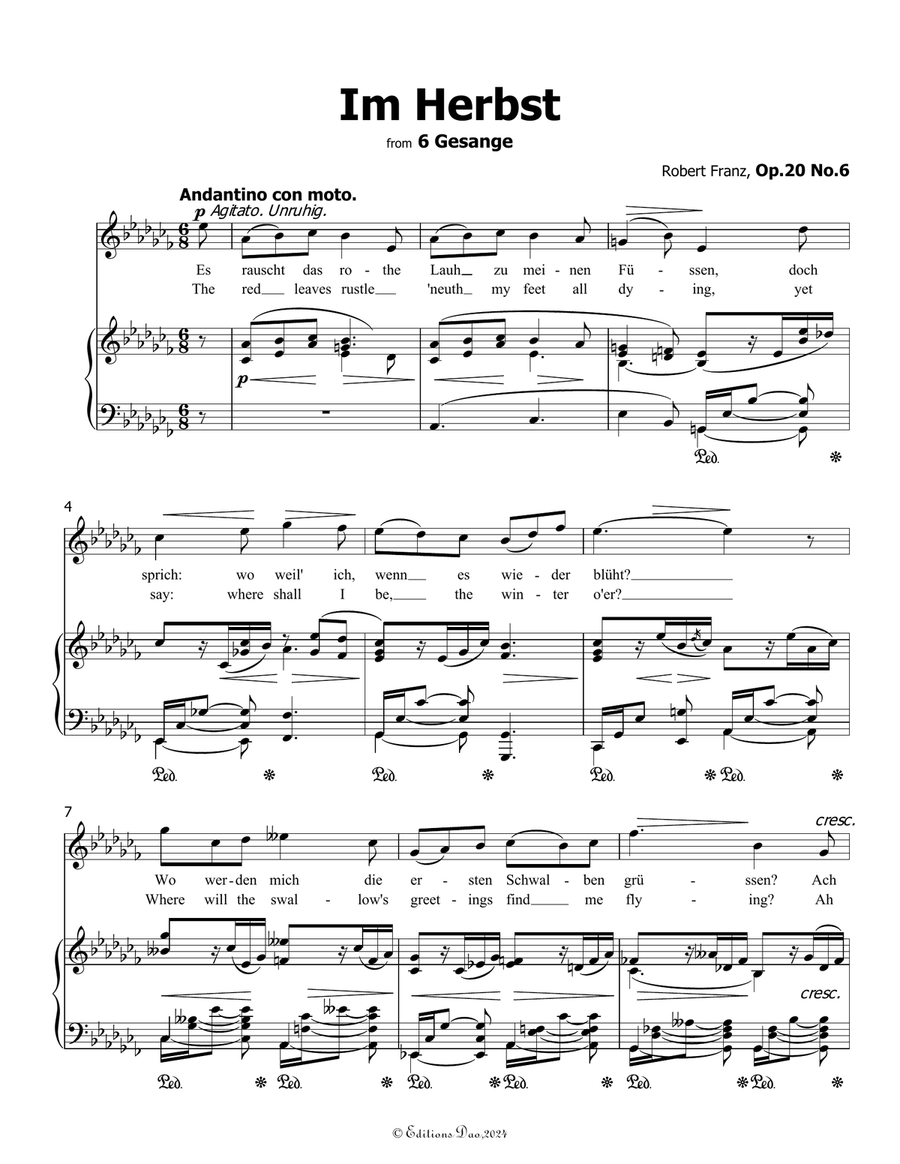 Im Herbst, by Robert Franz, in a flat minor Voice scores gallery preview page 3