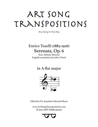 TOSELLI: Serenata, Op. 6 (transposed to A-flat major)