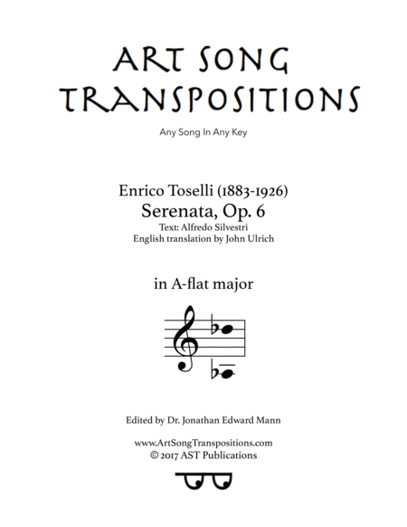 TOSELLI: Serenata, Op. 6 (transposed to A-flat major)