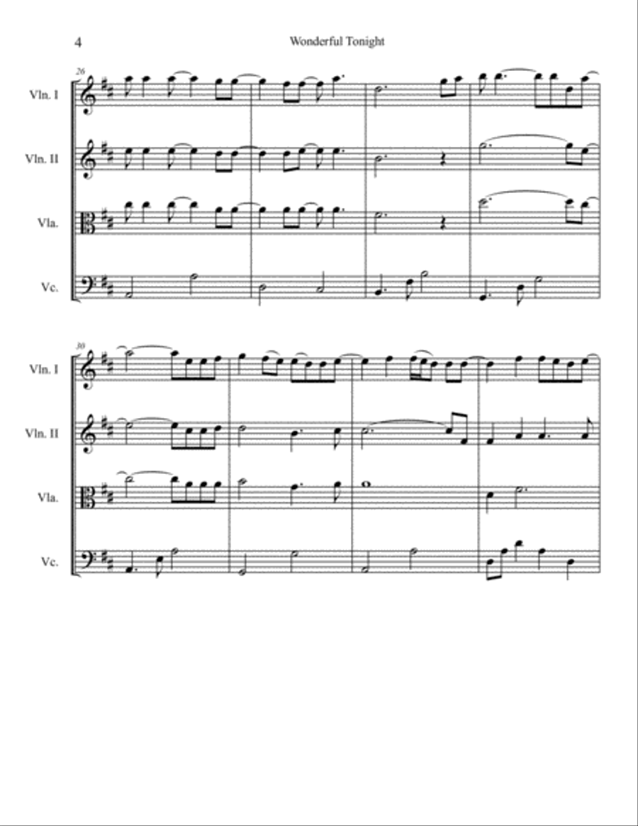 Wonderful Tonight String Quartet scores gallery preview page 4