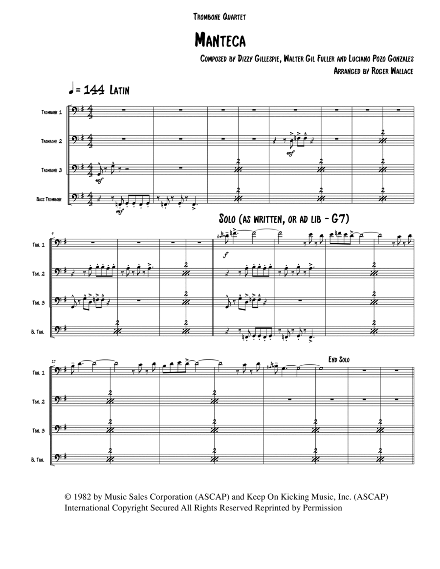 Manteca Brass Quartet scores gallery preview page 1