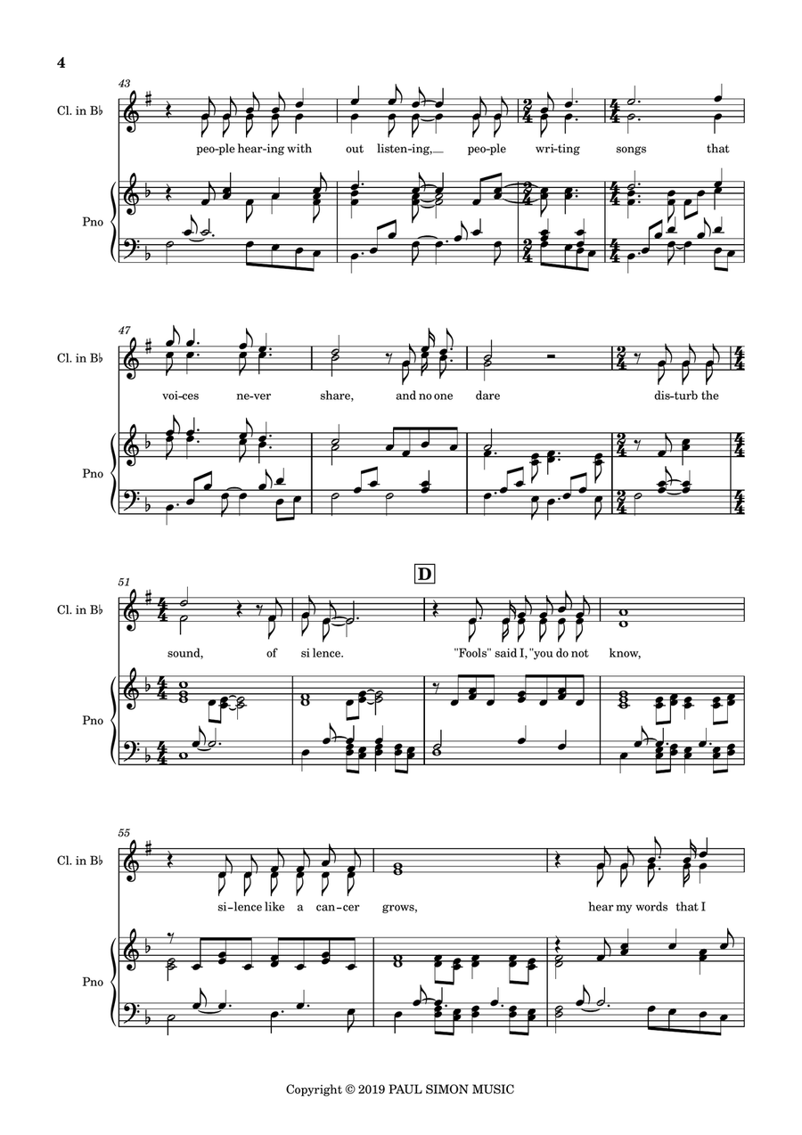 The Sound Of Silence B-Flat Clarinet scores gallery preview page 5