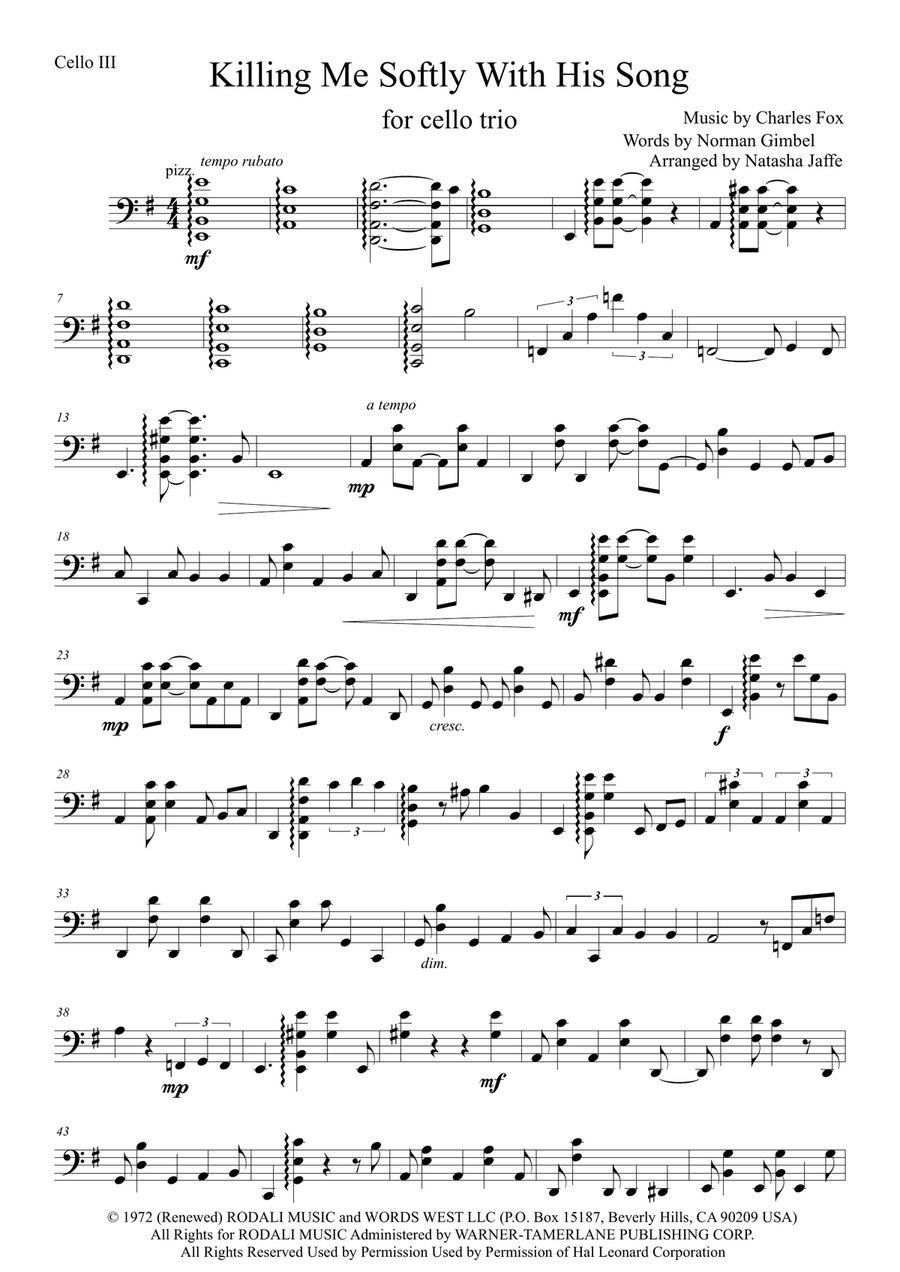 Killing Me Softly With His Song String Trio scores gallery preview page 5