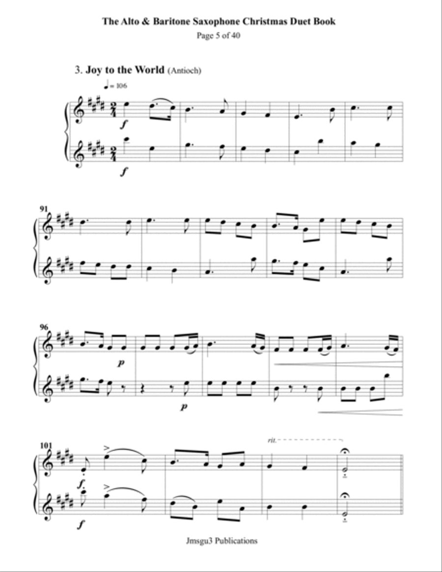 The Alto & Baritone Sax Christmas Duet Book Woodwind Duet scores gallery preview page 5