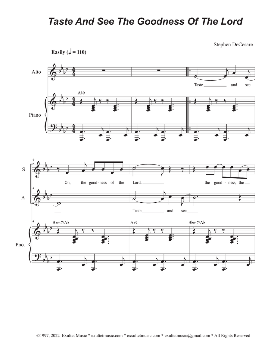 Taste And See The Goodness Of The Lord (2-part choir - (SA) image number null