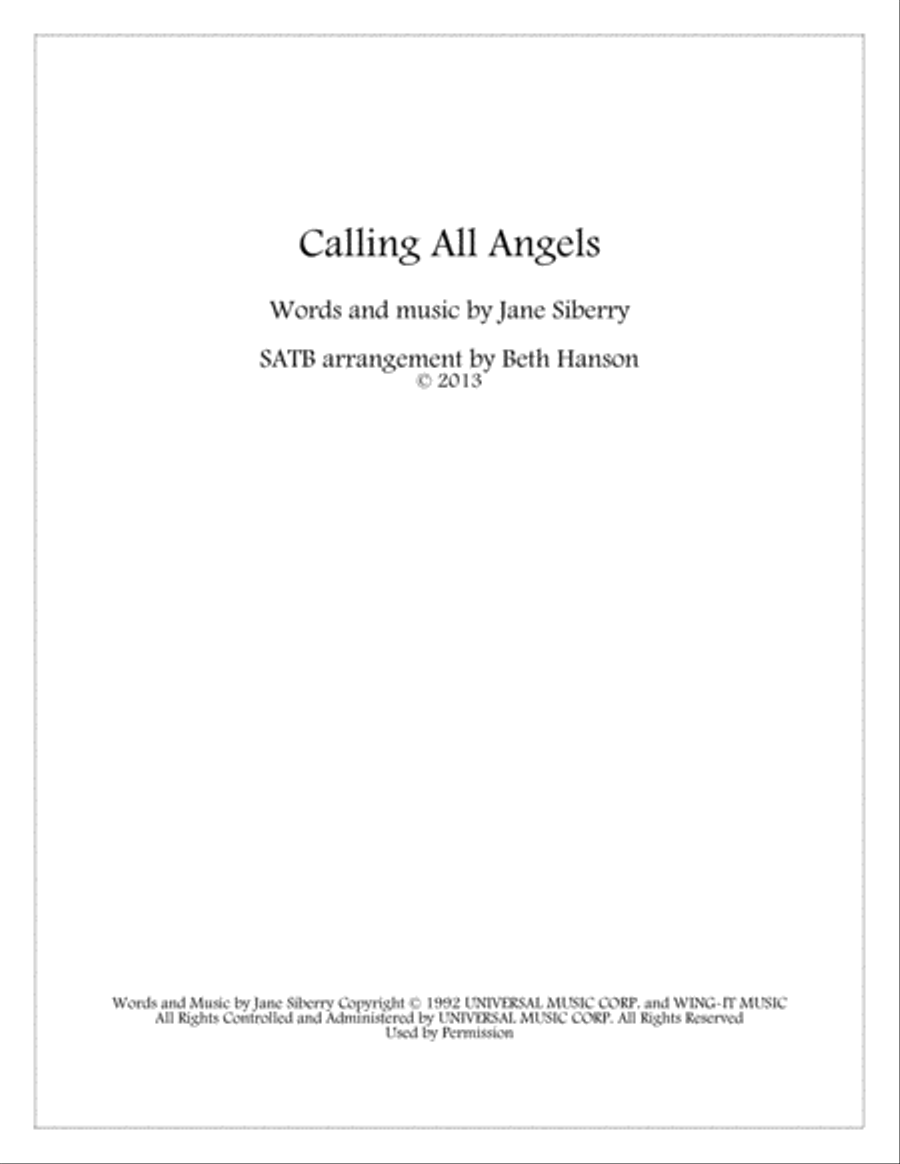 Calling All Angels 4-Part scores gallery preview page 1
