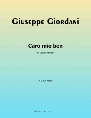 Book cover for Caro mio ben, by Giordani, in G flat Major