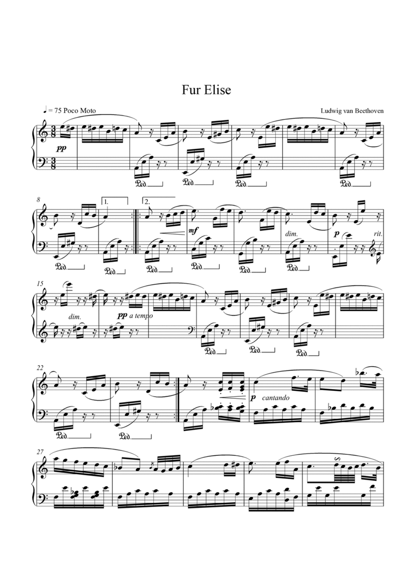 Beethoven - Para Elisa - Piano