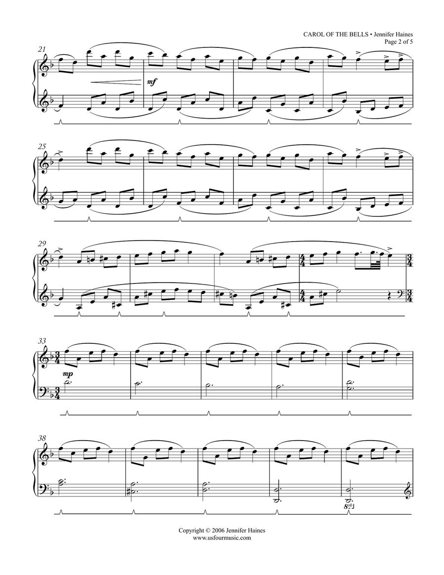 Carol Of The Bells Piano Solo scores gallery preview page 2