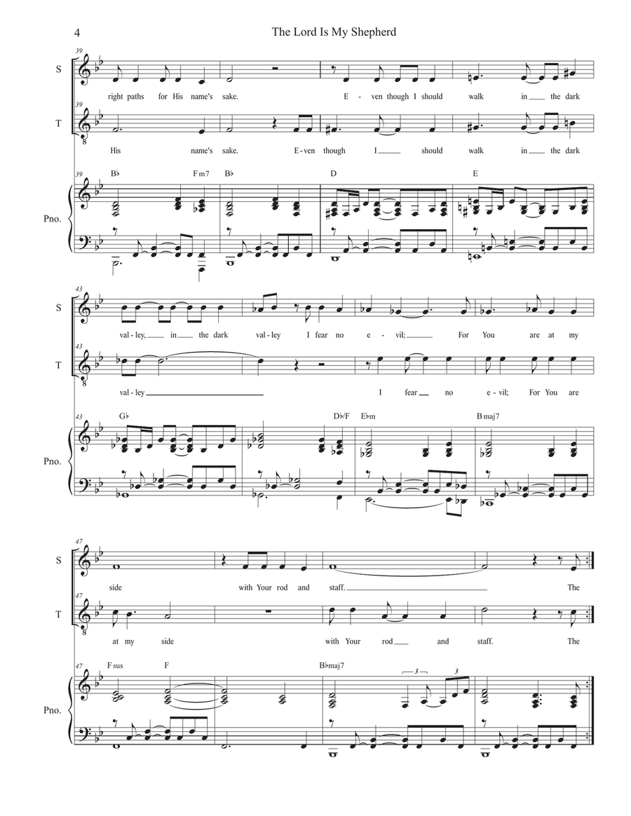 The Lord Is My Shepherd (2-part choir - (Soprano and Tenor) 2-Part scores gallery preview page 4