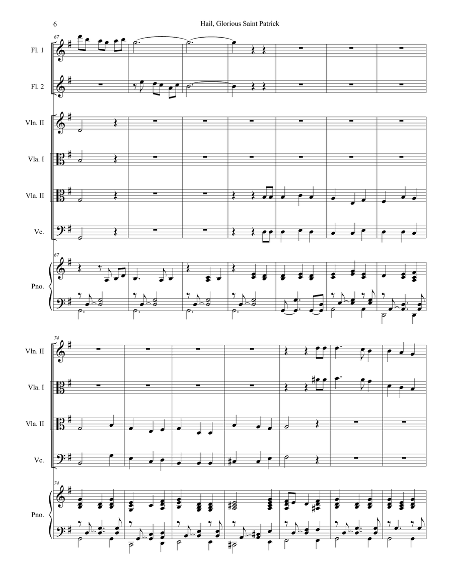 Hail, Glorious Saint Patrick (for String Orchestra and Piano) String Orchestra scores gallery preview page 6