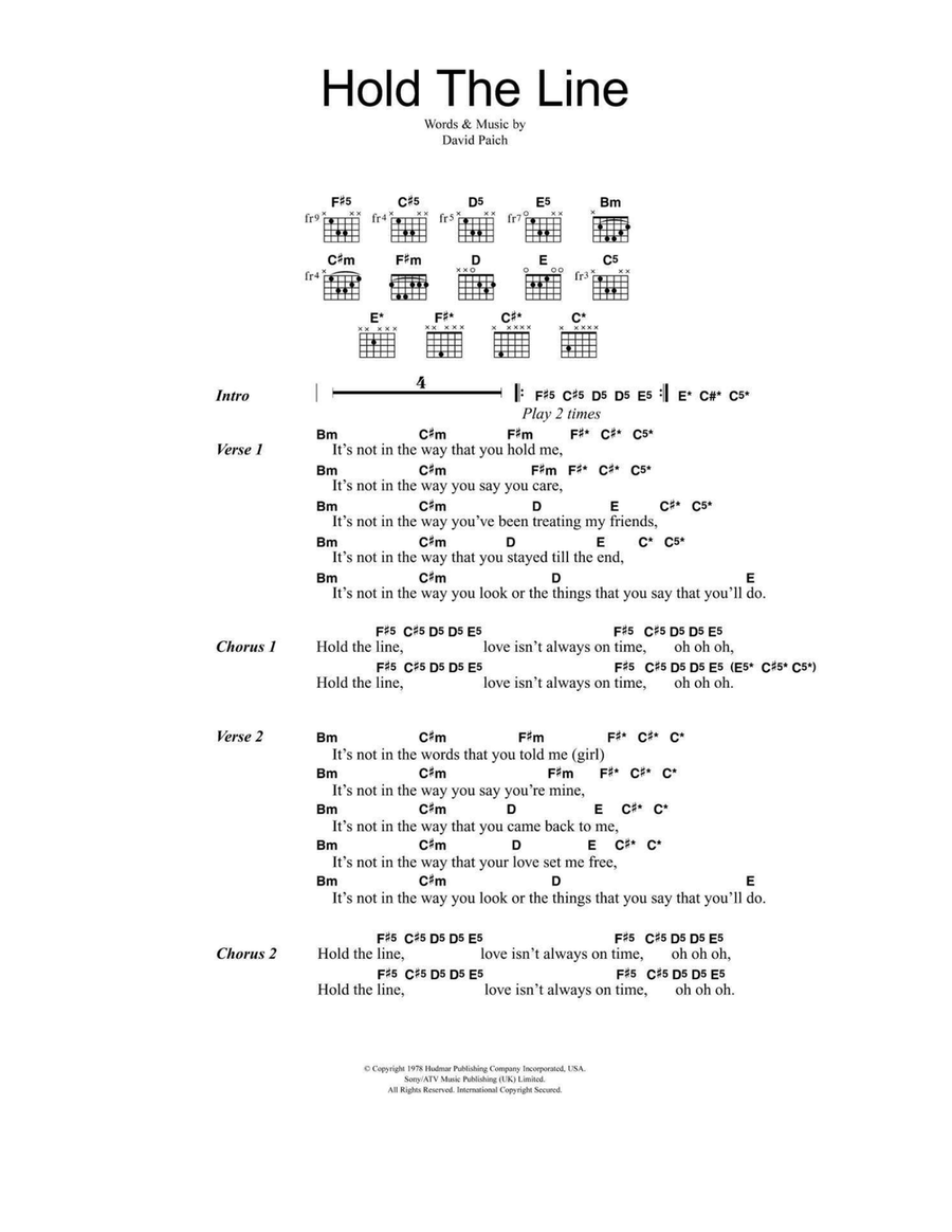 Hold The Line Hold The Line Acoustic Guitar scores gallery preview page 1