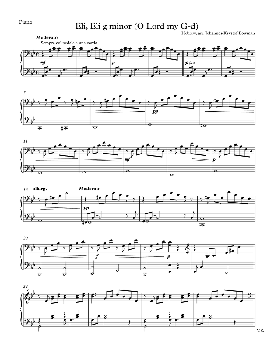 Eli, Eli, shelo yigamer leolam (Cello & Piano) Piano Accompaniment scores gallery preview page 2